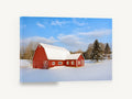Red Barn Winter Light, red barn in snow photograph, landscape canvas wall art print ready to hang