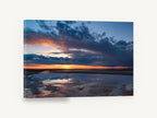 Dusk Over Tidal Flats, sunset tidal pool beach photograph, coastal canvas wall art print ready to hang