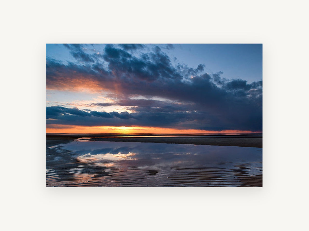 Dusk Over Tidal Flats, coastal canvas wall art print, front view
