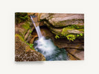 Mossy Rock Punchbowl, waterfall rock pool nature photograph, landscape canvas wall art print ready to hang