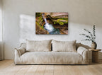 Mossy Rock Punchbowl landscape canvas print on the wall of a living room