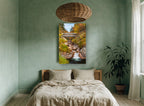 Autumn Gorge Crossing landscape canvas print on the wall of a bedroom