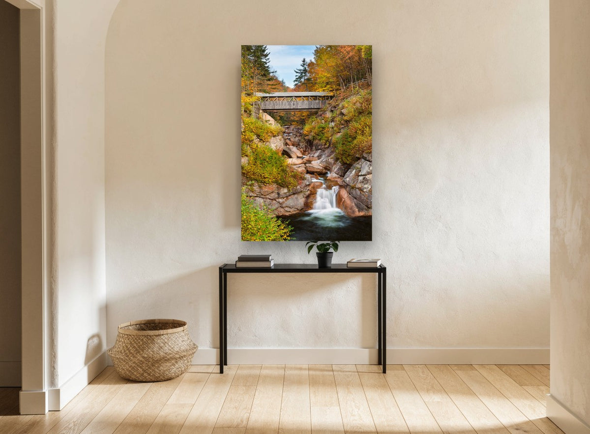 Autumn Gorge Crossing landscape canvas print on the wall of a hallway