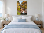 Autumn Gorge Crossing landscape canvas print on the wall of a bedroom