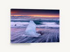 Ice Block at Dusk, ice block sunset seascape photograph, coastal canvas wall art print ready to hang