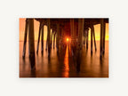 Sunburst Beneath the Pier, coastal canvas wall art print, front view