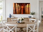 Sunburst Beneath the Pier coastal canvas print on the wall of a Hamptons dining room