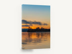Molten Gold Lake, golden sunset lake reflection photograph, coastal canvas wall art print ready to hang