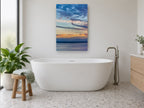 Dusk Cloud Variations coastal canvas print on the wall of a bathroom