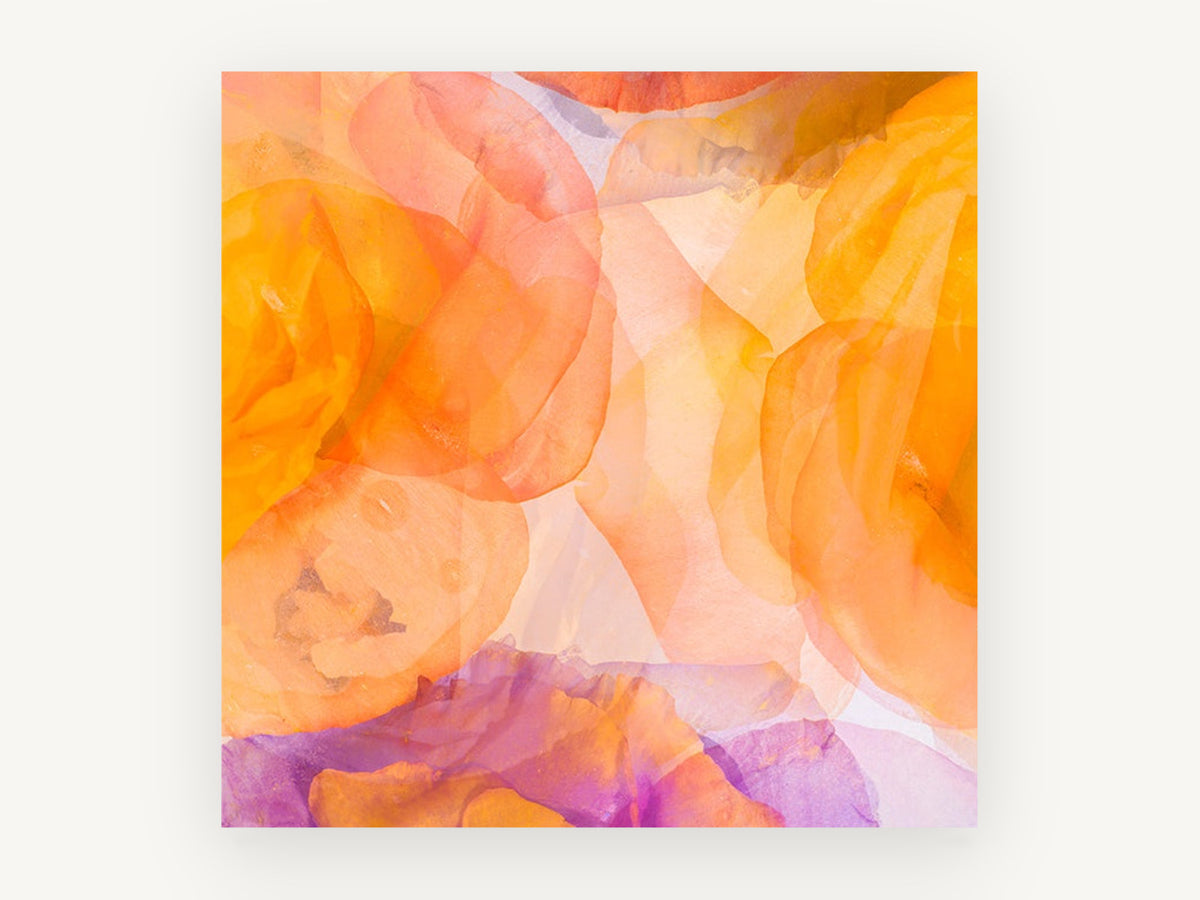 Sunset Petal Layers, floral canvas wall art print, front view