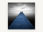 Blue Jetty Stillness, coastal canvas wall art print, front view