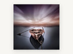 Moored Rowboat at Dusk, coastal canvas wall art print, front view