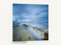 Misty Rock Channel, misty rock ledge seascape photograph, coastal canvas wall art print ready to hang