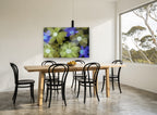 Frozen Garden Blooms floral canvas print on the wall of a dining room