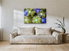 Frozen Garden Blooms floral canvas print on the wall of a living room