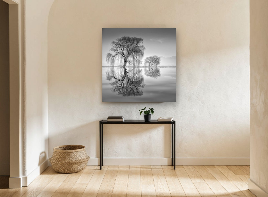 Willow Mirror landscape canvas print on the wall of a hallway