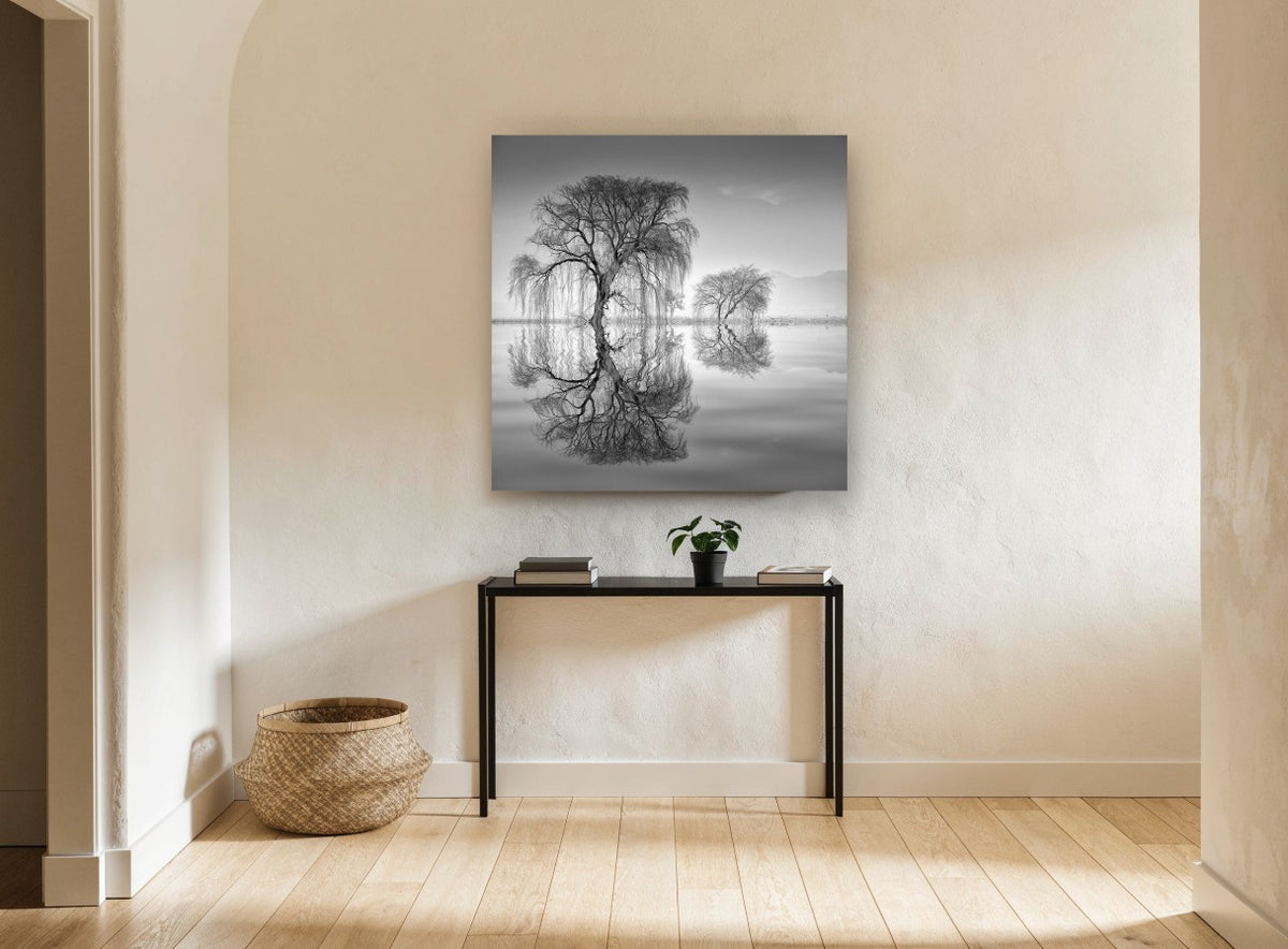 Willow Mirror landscape canvas print on the wall of a hallway