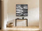 Mirrored Willow Dusk landscape canvas print on the wall of a hallway