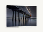 Pier Under the Milky Way, night pier milky way seascape photograph, landscape canvas wall art print ready to hang
