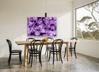 Violet Hydrangea Drift floral canvas print on the wall of a dining room
