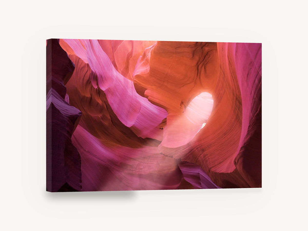 Glowing Sandstone Canyon, pink slot canyon sandstone photograph, landscape canvas wall art print ready to hang
