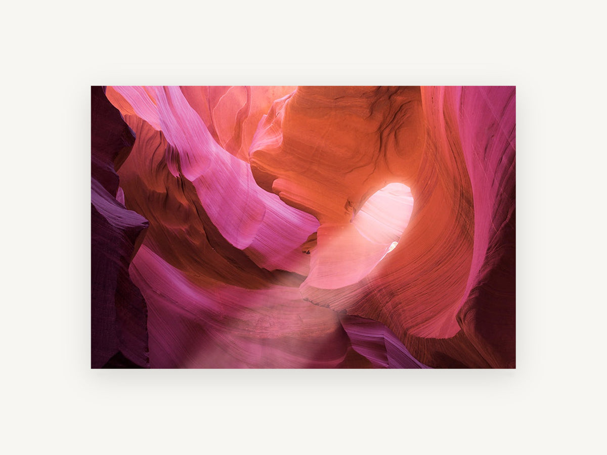 Glowing Sandstone Canyon, pink slot canyon sandstone photograph, landscape canvas wall art print, front view