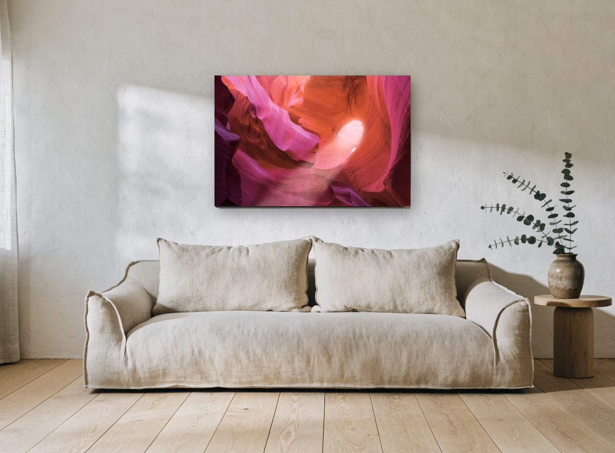 Glowing Sandstone Canyon landscape canvas print on the wall of a living room