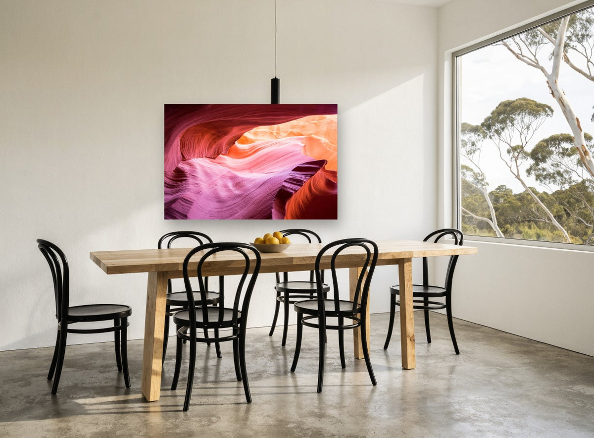 Canyon Light Ripples landscape canvas print on the wall of a dining room