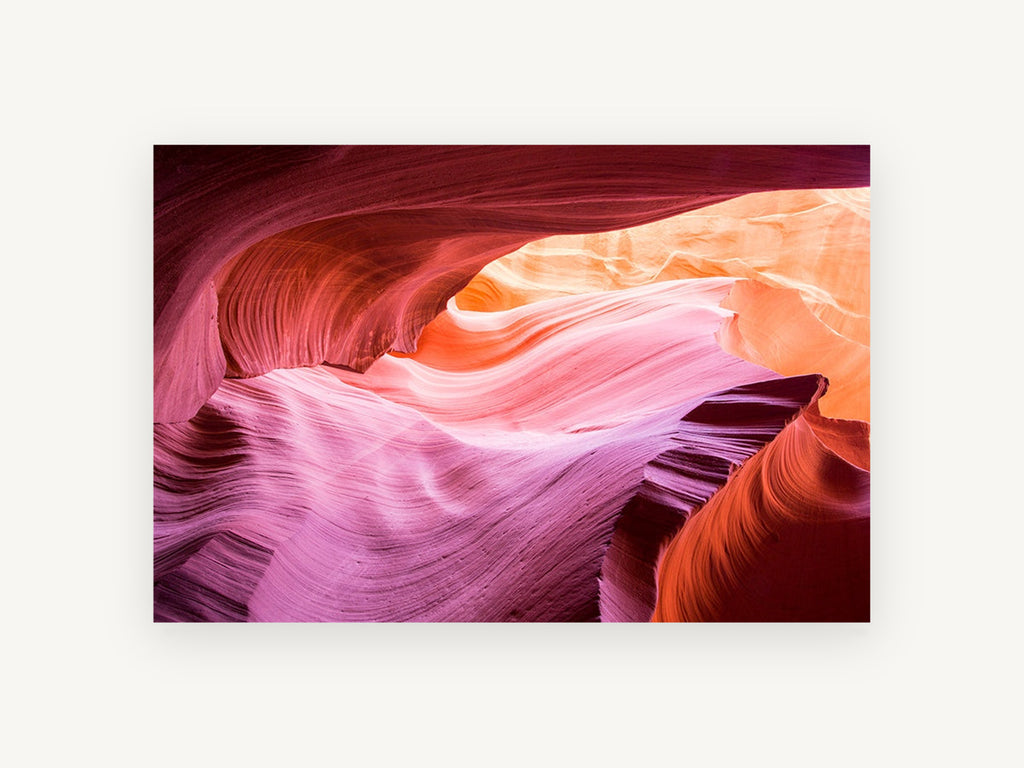 Canyon Light Ripples, sandstone slot canyon photograph, landscape canvas wall art print, front view