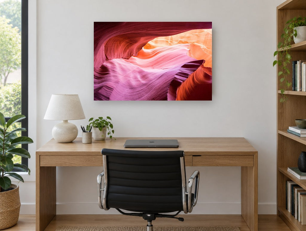 Canyon Light Ripples landscape canvas print on the wall of a study