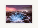 Sunset Sea Basin, coastal rock basin sunset photograph, landscape canvas wall art print, front view