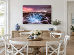 Sunset Sea Basin landscape canvas print on the wall of a Hamptons dining room