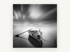 Moored Rowboat Stillness, coastal canvas wall art print, front view