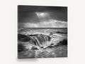 Churning Sea Basin, black and white ocean waves photograph, landscape canvas wall art print ready to hang