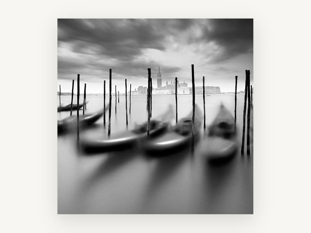Gondolas at Dusk Mooring, coastal canvas wall art print, front view
