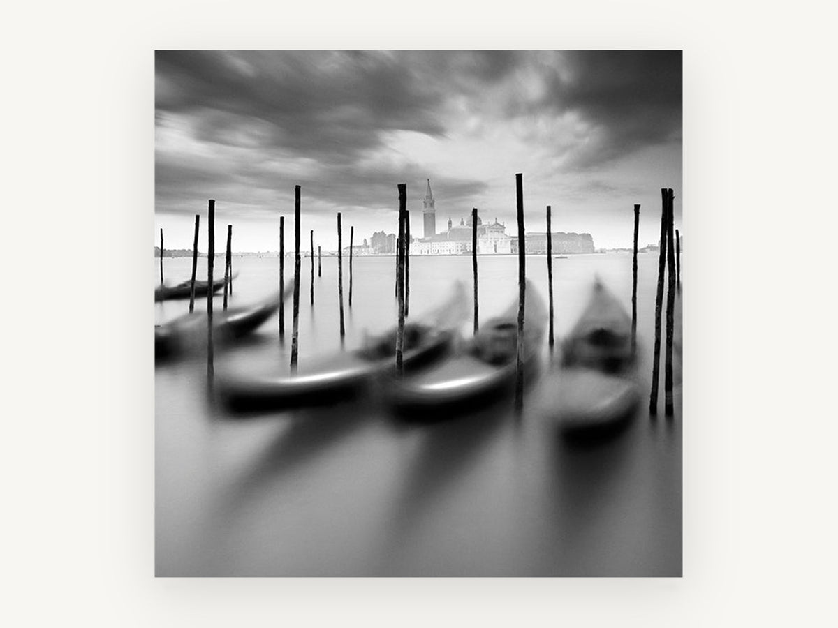 Gondolas at Dusk Mooring, coastal canvas wall art print, front view