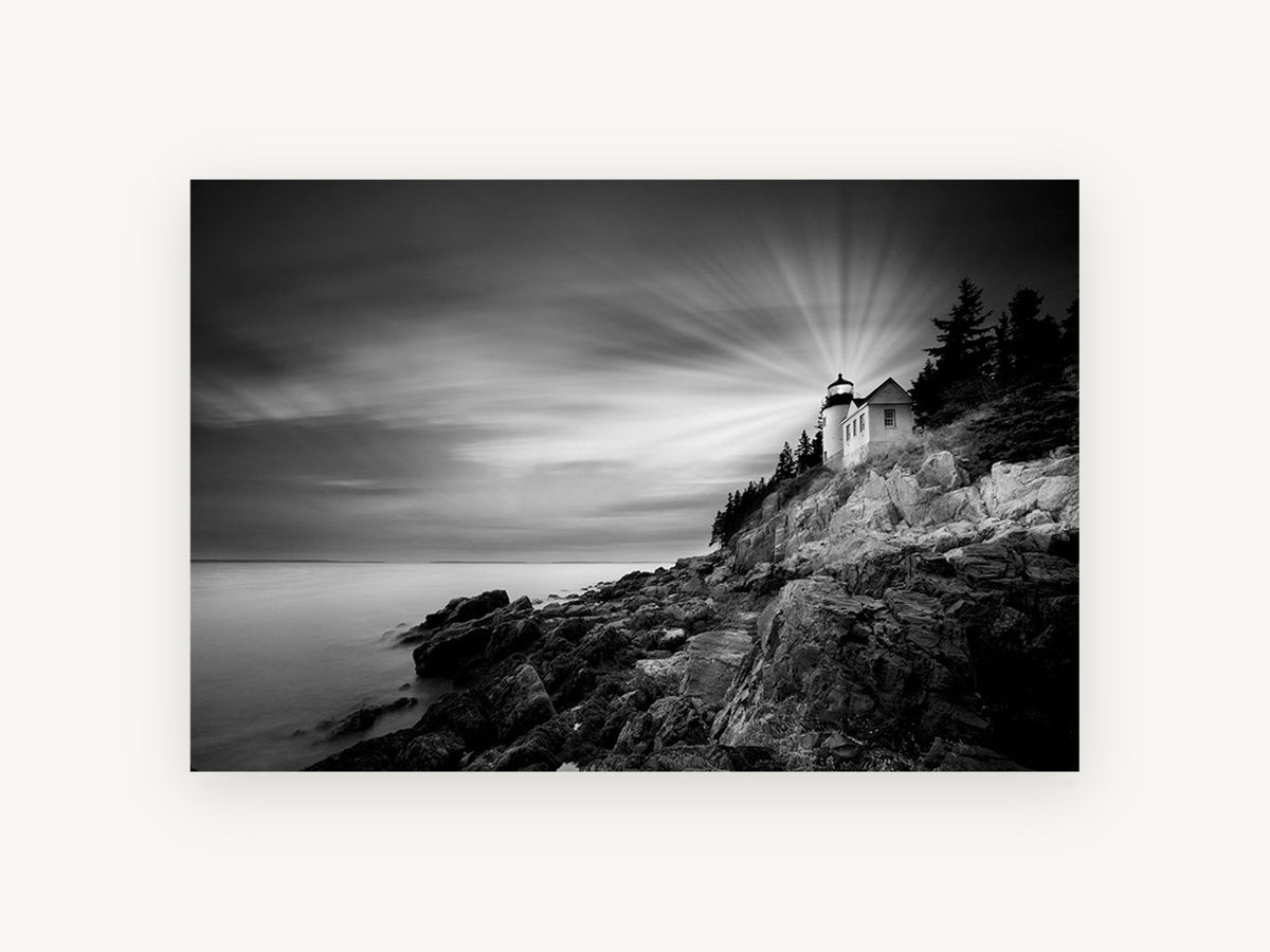 Beam Over the Rocks, coastal canvas wall art print, front view