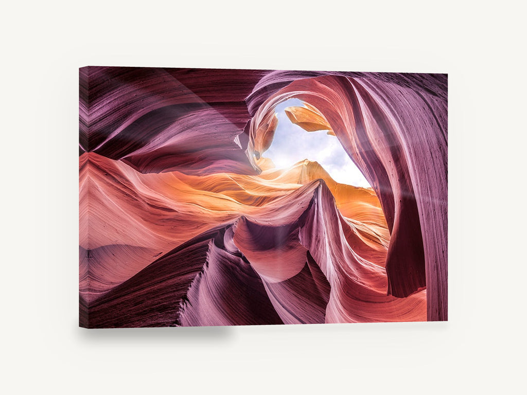 Sandstone Ribbon Light, swirling sandstone slot canyon photograph, landscape canvas wall art print ready to hang