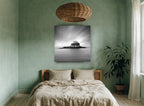 Silent Island coastal canvas print on the wall of a bedroom