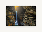 Gorge Light Falls, waterfall in rock gorge photograph, landscape canvas wall art print, front view