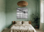 Stilted Fishing Hut coastal canvas print on the wall of a bedroom