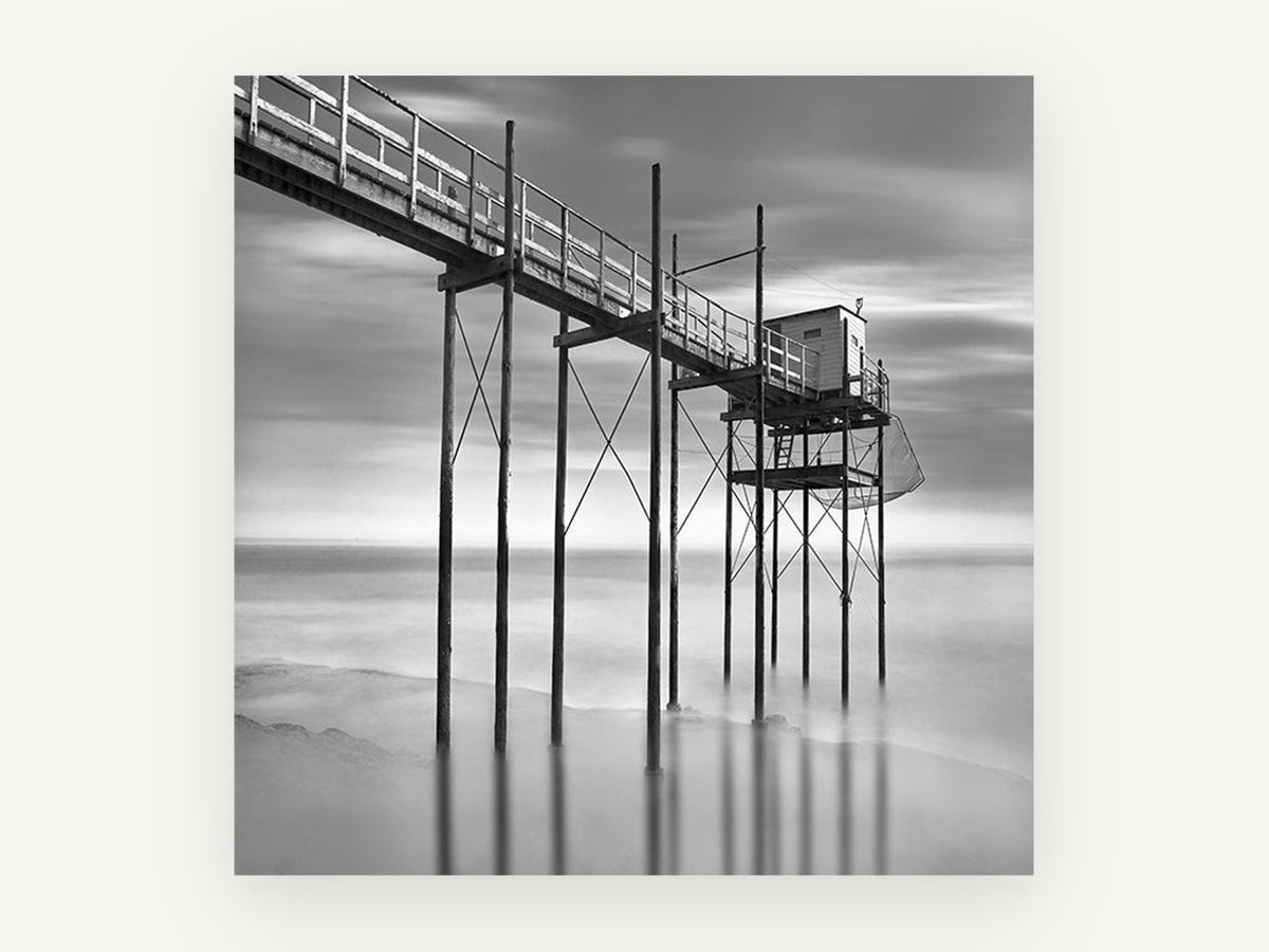 Stilted Fishing Hut, coastal canvas wall art print, front view