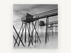 Stilted Fishing Huts, coastal canvas wall art print, front view