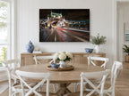 Tower Bridge Light Trails city canvas print on the wall of a Hamptons dining room