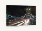 Tower Bridge Light Trails, tower bridge at night long exposure photograph, city canvas wall art print ready to hang