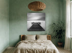 Still Water Jetty coastal canvas print on the wall of a bedroom