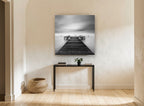 Still Water Jetty coastal canvas print on the wall of a hallway