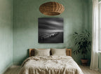 Crooked Jetty Calm coastal canvas print on the wall of a bedroom