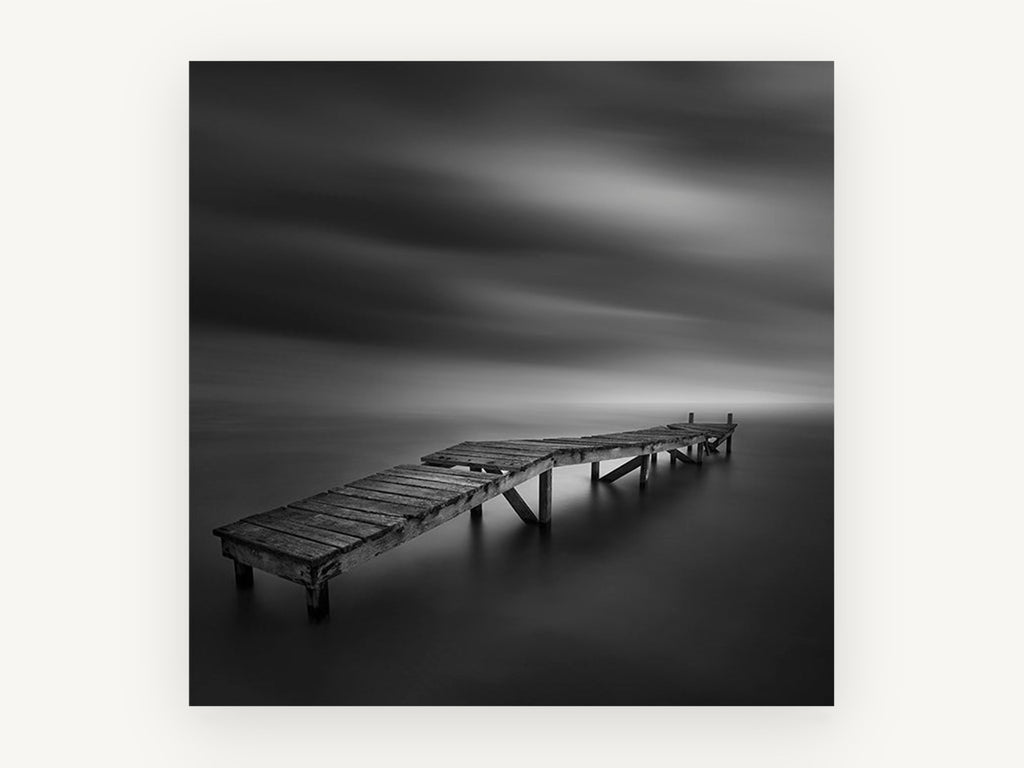 Crooked Jetty Calm, coastal canvas wall art print, front view