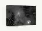 Chrysler Through the Mist, chrysler building misty night black and white photograph, city canvas wall art print ready to hang